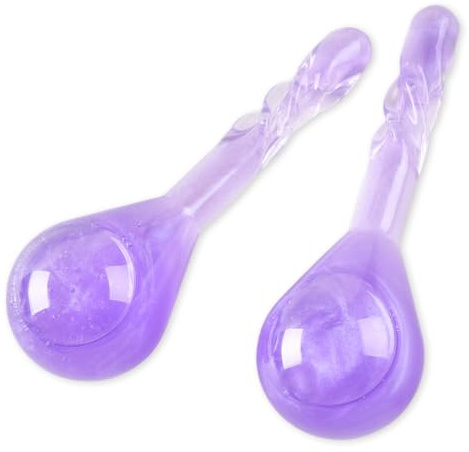 Facial Ice Globes, Cryo Cooling Balls with Anti-Slip Handle for Face, Eyes & Neck, Relaxing Beauty Massage Tool for Soothing and Refreshing Skincare Routine, Quicksand Purple