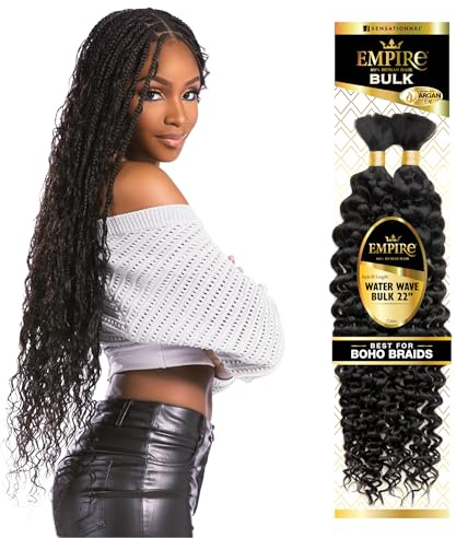 Sensationnel Tissage de cheveux humains Empire, vague d'eau en vrac, 55,9 cm (couleur : 1B noir cassé)