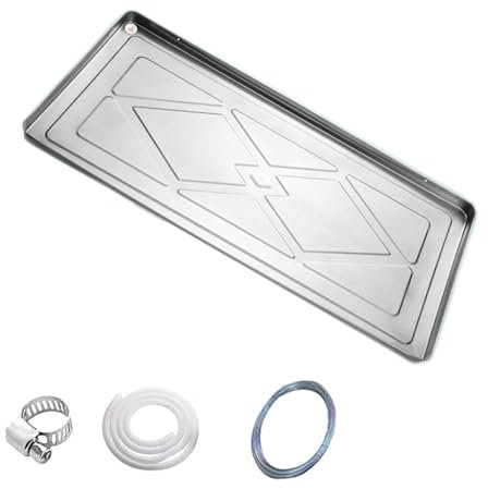 GBPLDMAQ Edelstahl Material Auffangwanne, Auffangwanne mit Ablauf, Ablaufwanne der Klimaanlage mit Umleitungsdesign, Klimakondensatablasswanne(93x44cm/37x17in)