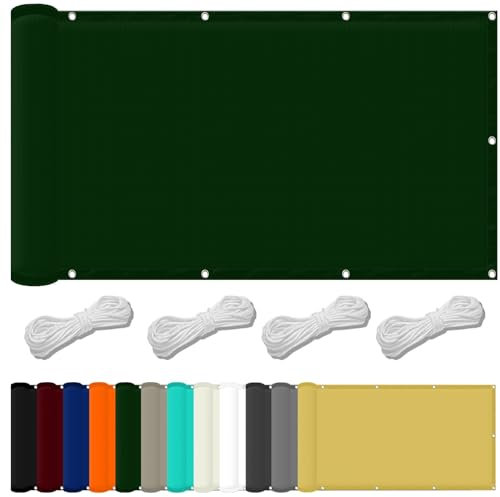 Pali per vela, 1,8 x 3 m, impermeabili, con corda per il 98% senza blocchi UV e kit di fissaggio, ideali per piscina, terrazza, serra, tessuto ombreggiante, verde scuro