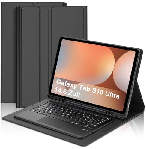 Custodia Tastiera per Samsung Galaxy Tab S10 Ultra/S9 Ultra 14,6 Pollici | Cover Bluetooth Layout Italiano Magnetica Tastiera per Samsung S9/S10 Ultra Tablet 14.6 con Touchpad, Nero