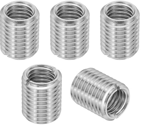 PATIKIL 5 Stück Gewindeeinsatz, M16 auf M12 x 20 mm Edelstahl Reduziermutter Gewindehülse, Schlitzen gewindeadapter m16 m12 Gewindeeinsätze hülse reduziermutter, gewinde reparatur