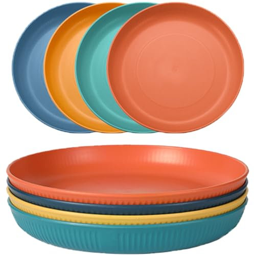 LIVELYPET Lot d'assiettes incassables en plastique réutilisables de 10,12 cm, assiettes de pique-nique légères pour salade, dessert, pizza, pâtes, pain, collation, lave-vaisselle et micro-ondes