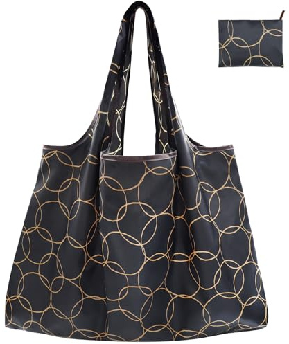 FenFang Einkaufstasche Faltbar Groß, Einkaufsbeutel Stoff Wiederverwendbare, Mehrwegtasche Faltbare Tasche Leichte Schnelltrocknend für Einkauf Reise Ausflug, 56 X 67 cm