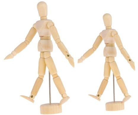 HAWILLOSCH 2stücke DIY Unfertige Holz Mannequin Blank Puppe Bastelprojekte Dekoration Bemalen Holzfiguren Robustes Material