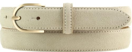 BELTINGER Damen-Gürtel aus Veloursleder 2,5 cm | Velour-Ledergürtel für Damen 25mm | Wildleder-Gürtel mit runder, goldener Gürtelschließe
