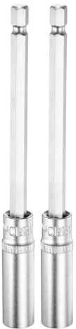sourcing map 2 brocas de destornillador de tuerca eléctrica de 1/4 pulgadas de 10 mm métricas hexagonales, llave de vaso de cambio rápido, adaptador de destornillador de impacto de tuerca de acero