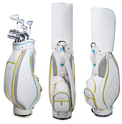VDLLQYN, Golfschlägertaschen for Damen, tragbares Paket aus weißem PU-Leder mit großer Kapazität, leichte Golf-Standardtasche for den Golfplatz,Golf Tasche.