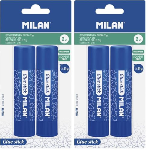 MILAN BWM10436 Blister 2 Barras Pegamento 21gr, multicolor, único (Paquete de 2)
