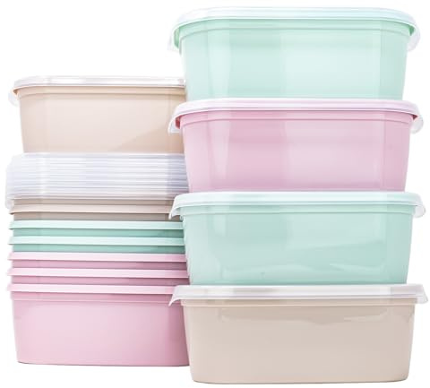 Recipientes de Plastico para Alimentos 1,1L 12 uds | Fiambreras para Comida | Sin BPA | Apto para Microondas, Lavavajillas, Congelador | Recipientes con Tapa| Apilables