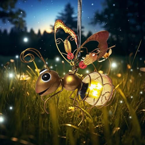 Gartendeko Biene Deko mit Solar Licht, Biene Garten Deko Solarleuchte Außen Gartendeko Lichterkette, Solar Hängende mit Wetterfest LED Solarlampe für Innen Draußen Hof Balkon Garten Terrasse (A)