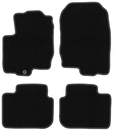 Velours-Fußmatten passend für Mitsubishi Colt VI Z30 2004-2008, Schwarz | passend für Schrägheck; dünner Velours-Teppich (Polypropylen), ca. 4 mm; rutschfest, vormontierte Befestigungen (Typ AV)