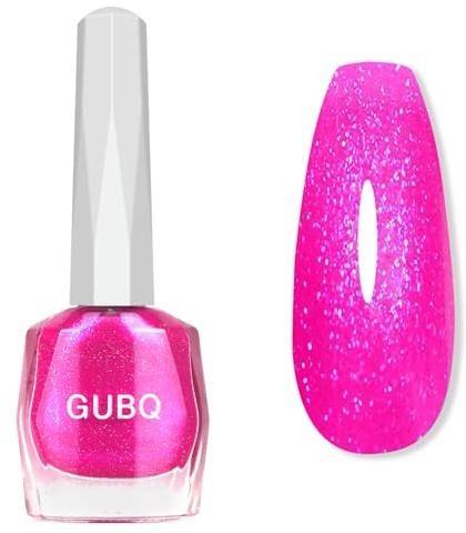 Glitter Nail Varnish - Hot Pink Nail Polish - Bright Pink nail polish - 60 Seconds Sparkly Nail Varnish Quick Dry - Shimmer nail polish No Bake UV Breathable No Chip Long Lasting for Women Girls