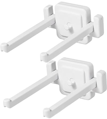 MUCKLILY Organizador de Diademas de Pared Blanco de Abs, Diseño Plegable y Versátil, Soporte Decorativo para Accesorios Pequeños Hogar, Paquete de 2 Piezas