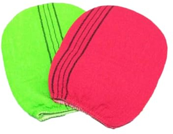 Healeved Guantes Exfoliantes de Baño de Exfoliación Corporal de Rayón 2 Piezas para Limpieza Profunda y Espuma Rica Color Aleatorio Ideales para Ducha Unisex