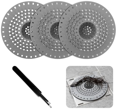 3 Stück Abflusssieb Waschbecken Duschablauf Universal Abflusssieb Silikon | 4.92in Haarsieb Dusche Spülbecken Sieb Badezimmer Bodenabflussfilter für Badewanne Waschbecken & Küche（Grau）