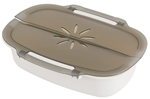 Fictory Contenitore per alimenti per forno a microonde con cestello rimovibile, soluzione rapida per la preparazione dei pasti, senza BPA, facile da pulire, multiuso per cottura a vapore e