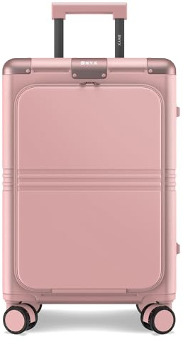ONYX Hybrid-Pro Handgepäck-Koffer 55x35x23cm, ultraleichter 4kg Hartschalenkoffer klein mit Laptopfach und TSA-Schloss, 38L Carry on Luggage mit leisen 360°-Rollen, Cabin Trolley Candy Pink