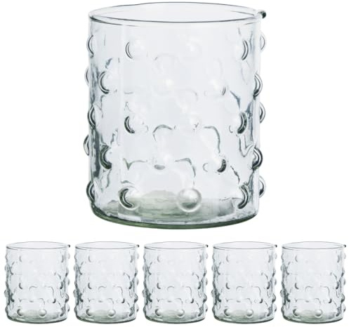 Generisch Lot de 6 verres à eau transparents en verre recyclé - Soufflé à la bouche et fabriqué à la main - Passe au lave-vaisselle - 300 ml (transparent)