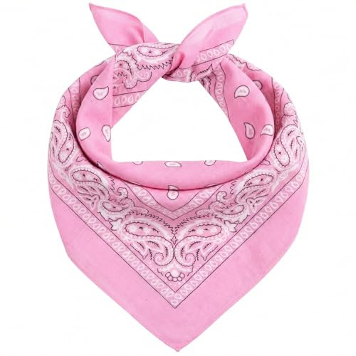 AURAE Rosa bandana – 100 % bomull och naturliga fibrer – rosa bandana halsduk utan polyester – mjuk, hållbar och maskintvättbar – för män och kvinnor – unisex och barn