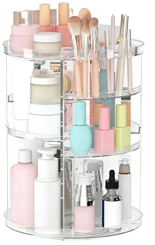 unbholkk 360° Drehbar Make Up Organizer Drehbar, Einstellbar Schminktisch Organizer, Platz Sparen, Geeignet Für Schlafzimmer, BüRo, Badezimmer (30×23cm)