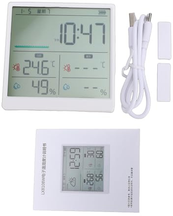 Aolidsive Termometro Igrometro WiFi per Interni, Batteria Ricaricabile, Ampio Display per Misuratore di Temperatura e Umidità per Casa e Ufficio