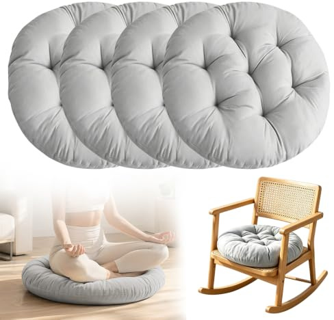 Waufoae Stuhlkissen Rund 40cm, 4er Set Sitzkissen Rund Sitzpolster, Runden Bodenkissen Stuhlauflage, Dickes Sitzkissen für Indoor, Outdoor, Küche, Garten Esszimmer Wohnzimmer Studierzimmer