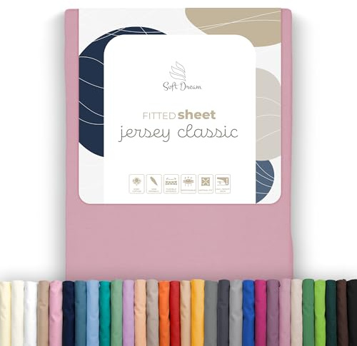 Soft Dream Spannbettlaken 160x200 cm Baumwolle Jersey | Puderrosa | Steghöhe 30 cm | 150 g/m² | gekämmte Baumwolle | OEKO-TEX Standard 100