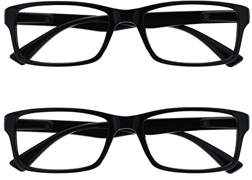 OPULIZE Die Lesebrille Unternehmen Schwarz Leser Wert 2er-Pack Designer Stil Herren Damen Lesehilfe RR92-1 +1,50