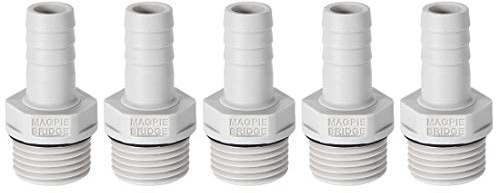 sourcing map 5 Stück PVC Schlauchanschluss Schlauchverbinder 12mm | Schlauchtülle Wasseranschluss Verlängerung, oder 15/32 , mit Widerhaken, x 1/2 G Stecker Rohr