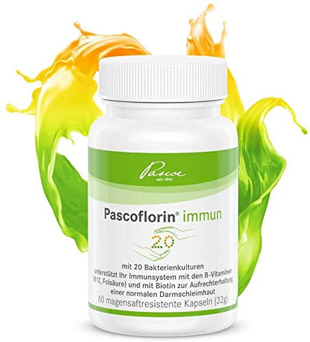 Pascoflorin immun AT: 20 Milchsäurebildende Bakterienkulturen – mit Vitamin B12, Biotin, Inulin & Folsäure – auch begleitend zur Antibiotika-Therapie