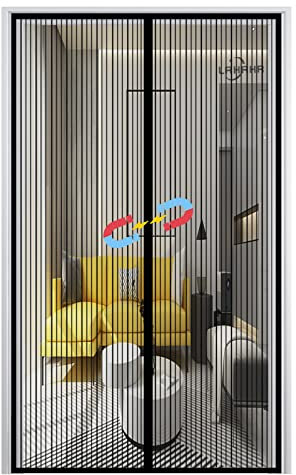 Magnet Fliegengitter Tür, Insektenschutz Balkontür Auto Schließen Magnetische Adsorption, ohne Bohren, für Balkon Wohnzimmer Türen-Black-A|| 90x210cm(35x82inch)