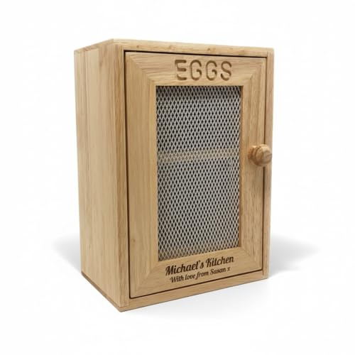 Appollo Personalised Wood Egg Storage Cabinet - Unique & Eggcelent Engraved Housewarming Kitchen Gift
