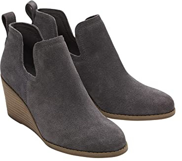 TOMS Women's Kallie Pull-up Ankle Boots Grey Suede 7.5