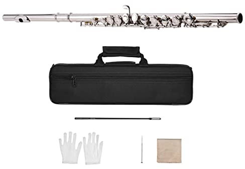 DZDZDZ querflöte Instrument Flöte Vernickelt 16 Löcher C Key Cupronickel Woodwind Instrument Mini Schraubendreher Gepolsterte Tasche Einsteigerflöte