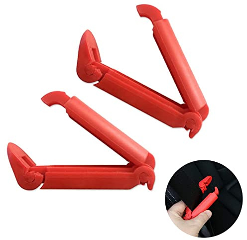 Seat Belt Clip, Seat Belt Adjuster, Universal Comfort Positioner Locking Clips, 2 PCS Car Seat Safety Belt Clip Fitted Slip-resistant Clip Strap Clamp for Adult and Kids to Relax Shoulder Neck (Red)