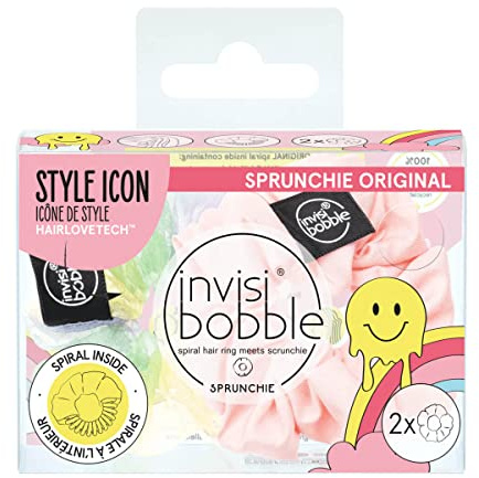 Invisibobble Haargummi Set Retro Dreamin' Scrunchie Pastell I 2x Haargummis Rosa und Bunt für Mädchen & Damen I Scrunchies Rosa I designed im Herzen Münchens