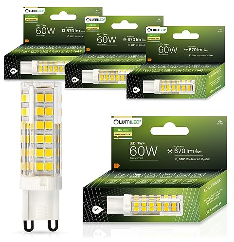 Lumiled LED Lampen G9 4er Set Leuchtmittel 7W (ersetzt 60W Glühlampe) 3000K Warmweiß 670lm 360° Lichtwinkel 230V Glühbirnen kleine Birne Energiesparende kein Flackern SMD Lichtquelle