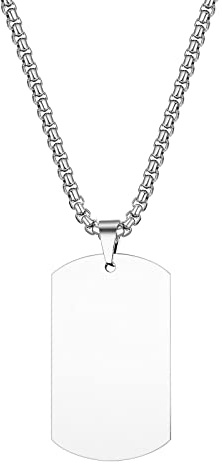 JewelryWe - Collana Piastrine Militari Personalizzate, Collana Nome, Incisione Testo Foto,Catena Regolabile, Dog Tag Targhetta, Regalo per Uomo