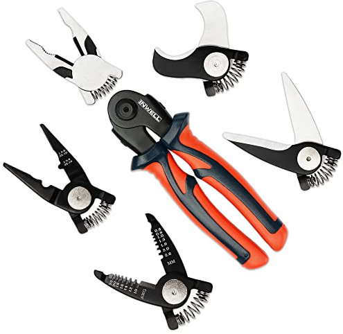 Inwell 5-in-1-Zangenwerkzeug-Set – inklusive Kabelschneider, Abisolierzange, Crimpzange, Linesman-Zange, Schere, Mehrzweck-Kombinationszange mit Aufbewahrungskoffer