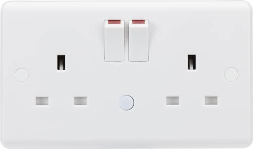 Knightsbridge 13A 2G DP Switched Socket with Night Light Function, Double Pole Switch, Automatic On-Off-On Operation, White