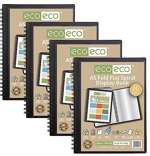 eco-eco Sichtbuch, A5, 50% recycelt, 60 Fächer, flach gefaltet, Spiralbindung, 4 Stück, eco138 x 4