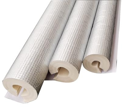 3 x Rohrisolierung Alukaschiert, Rohre Isolation Heizung Rohrdämmung, Länge 1m Steinwolle Rohrschale Weiß, für 22-219mm Rohrdurchmesser(89x30mm(3.5x1.1in))