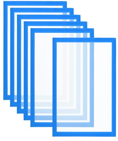 PATIKIL 6 Stück Magnetrahmen, A4 Info-Rahmen selbstklebend Aufklappbarer mit Magnetverschluss bilderrahmen für Postkarte Hinweis Zeichnung, Mattierter Oberfläche, Blau