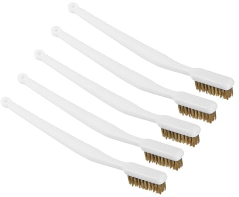 QUARKZMAN Cepillo de Alambres de 6.9 x 10Pcs con Cerdas de Latón y Mango de Plástico para Limpiar Escoria y Óxido de Soldadura [Blanco]