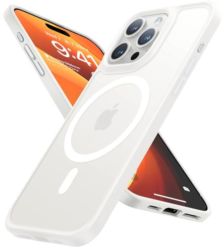 TORRAS Guardian-Mag für iPhone 15 Pro Max Hülle für Magsafe (TOP Militärschutz & Magnetkraft) Extrem Haltbarkeit Hülle iPhone 15 Pro Max Case Stoßfest Samtige Touch Dünn Handyhülle Matte Weiß