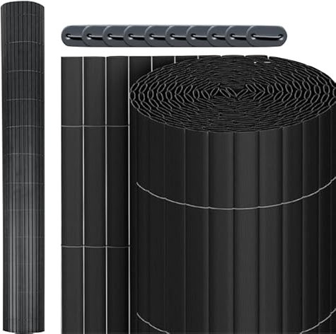 Enjoy-Quality PVC Sichtschutzmatte inkl. Kabelbinder - Sichtschutz Sichtschutzzaun Balkonverkleidung Zaunblende - Witterungsbeständig für Garten Balkon Terrasse (Anthrazit, 90 x 400 cm)