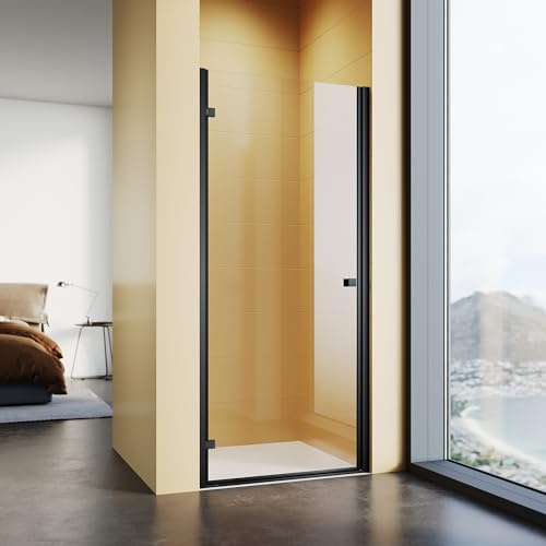 SUNXURY Duschtür 90 cm Schwarz Pendeltür Duschwand aus 6mm ESG-Sicherheitsglas Duschkabine Dusche Höhe 195cm