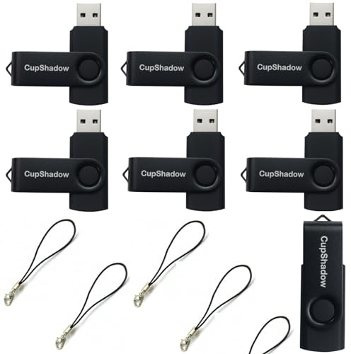 Chiavetta USB da 8 GB, confezione da 15 unità flash USB 2.0, confezione da 15 unità USB CupShadow (nero)