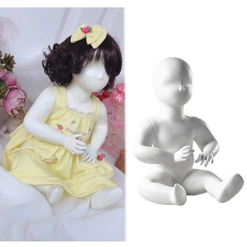 RENLXFI Sitzende Schaufensterpuppe Ganzkörper Weiblich/männlich Kleinkind, Kinder-Schneiderpuppe Für Bekleidung, Schals, Schuhe, Perücken, Kleidungsdisplay, Bewegliche Puppe Ohne Gesicht(Sitting A)
